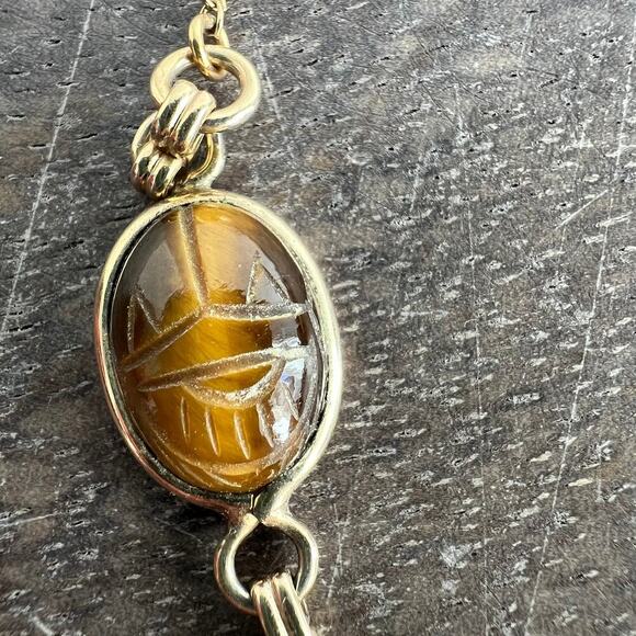 XiXi handmade multicolor stone station necklace on gold tone chain - Picture 4 of 11